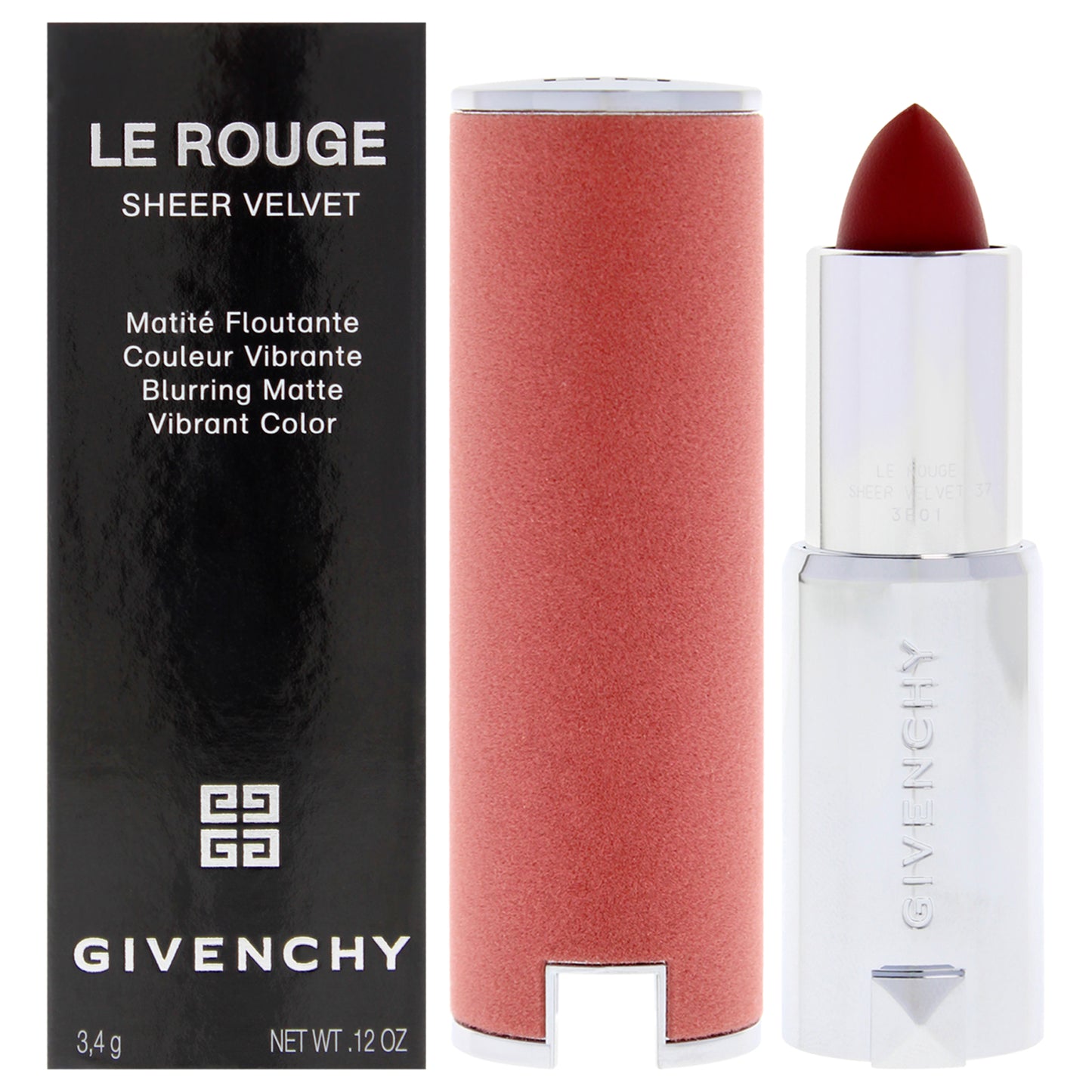 Le Rouge Sheer Velvet Matte Lipstick - 37 Rouge Graine 0.12 oz Lipstick (Refillable)