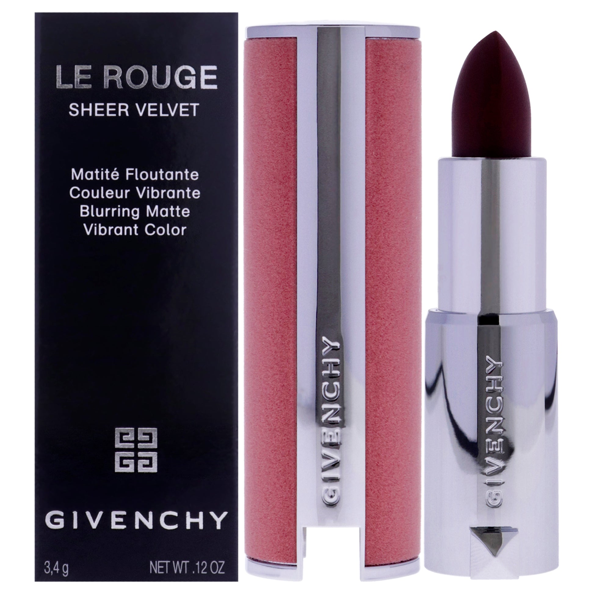 Le Rouge Sheer Velvet Matte Lipstick - 39 Rouge Grenat by Givenchy for Women - 0.12 oz Lipstick (Refillable)