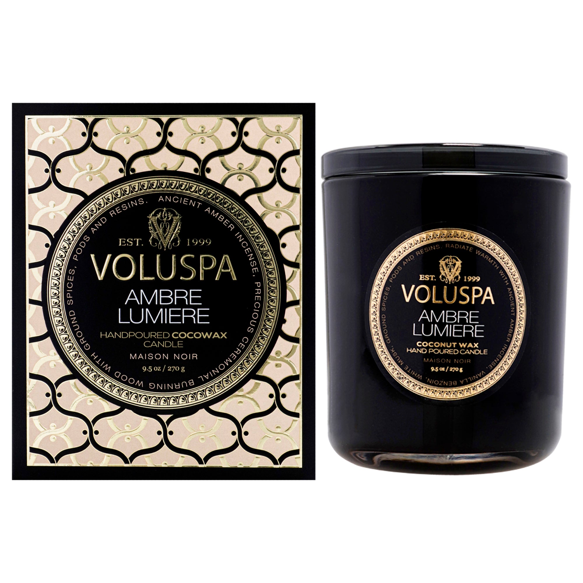 Maison Noir Collection Classic - Ambre Lumiere by Voluspa for Unisex - 9.5 oz Candle