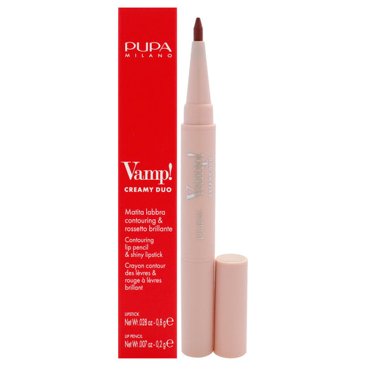 Vamp! Creamy Duo Contouring Lip Pencil and Shiny Lipstick - 007 Peach Nude by Pupa Milano for Women - 0.035 oz Makeup
