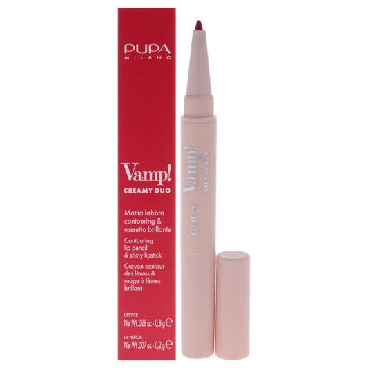 Vamp! Creamy Duo Contouring Lip Pencil and Shiny Lipstick - 011 Orange Red by Pupa Milano for Women -0.035 oz Makeup