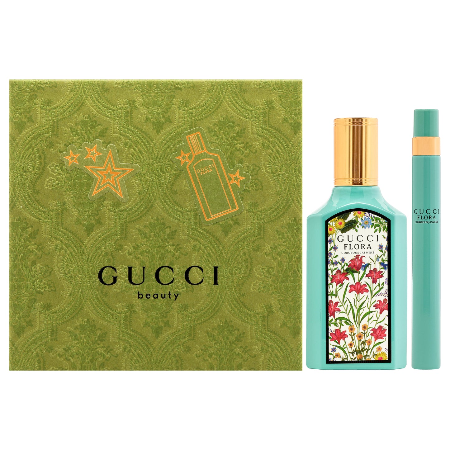 Flora Gorgeous - Jasmine by Gucci for Women - 2 Pc Gift Set 1.6oz EDP Spray, 0.33oz EDP Spray