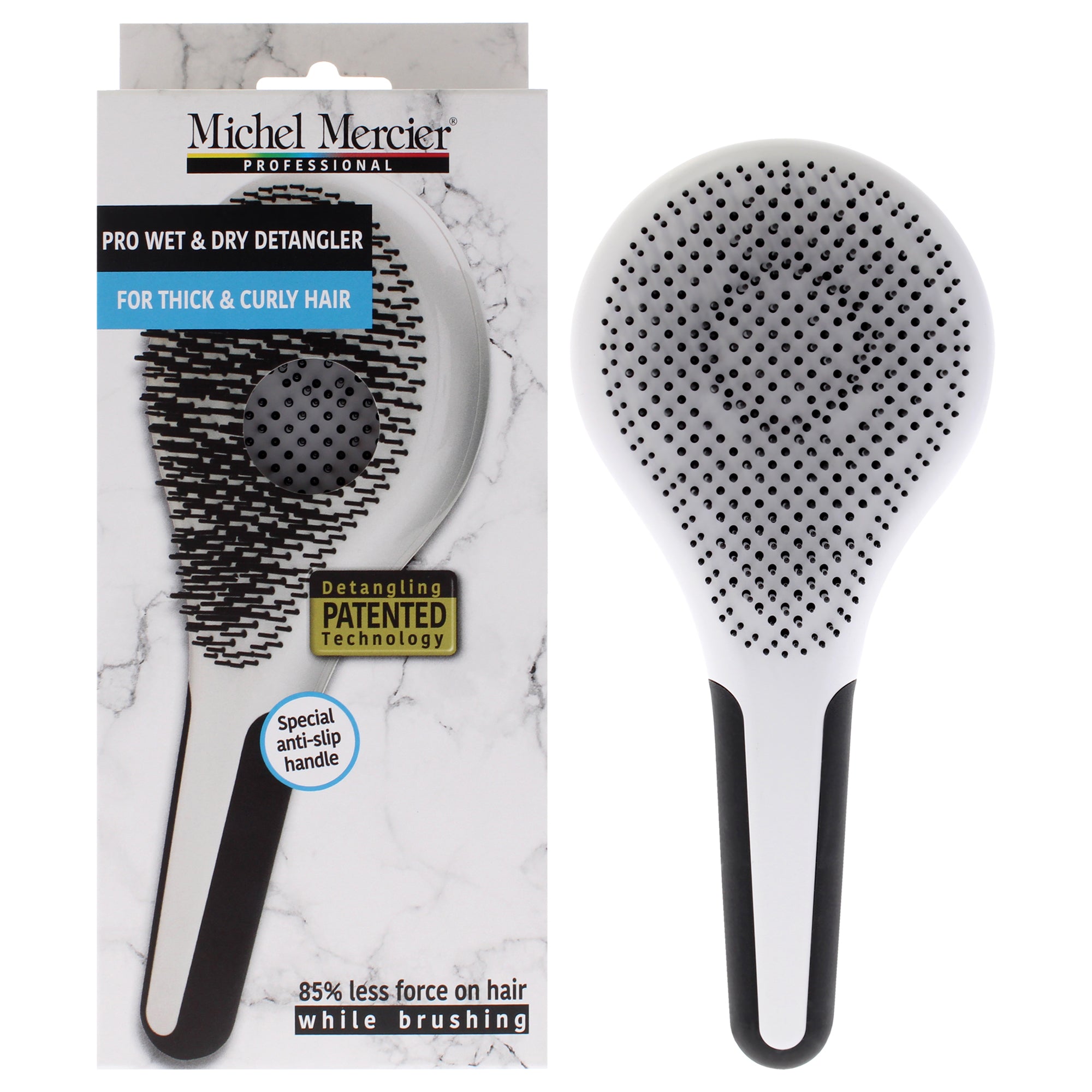 Pro Wet and Dry Detangler - Thick and Curly Hair by Michel Mercier for Unisex - 1 Pc Hair Brush