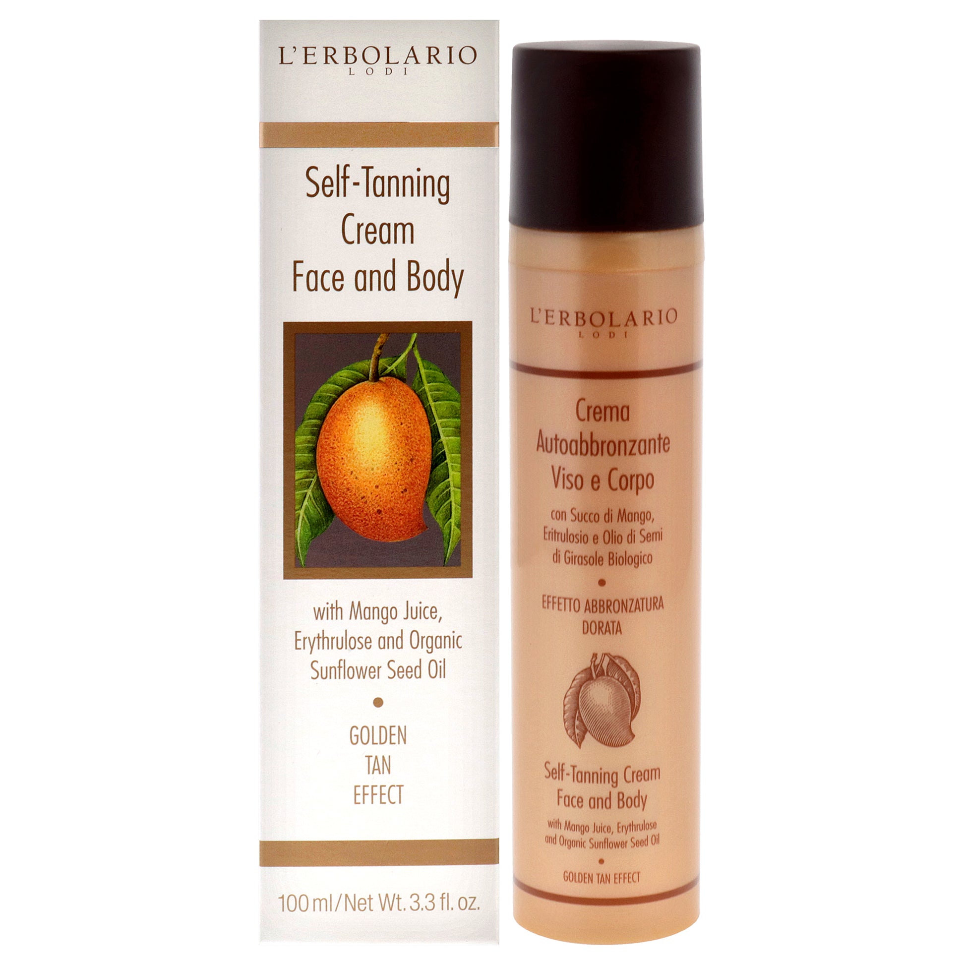 Self Tanning Cream Face and Body - Mango Juice by LErbolario for Women - 3.3 oz Cream
