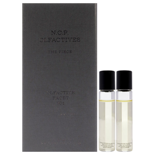 The Piece - Black by NCP for Unisex - 3 Pc 2 x 4.9ml Olfactive Facet -701 Leather and Vetiver EDP Roll On, Necklace