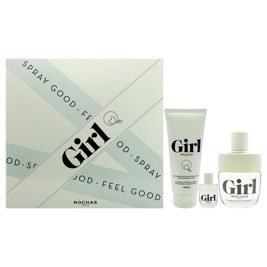 Rochas Girl 3 Pc Gift Set 3.3oz EDT Spray