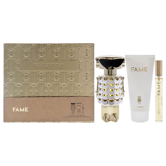 Fame by Paco Rabanne for Women - 3 Pc Gift Set 2.7oz EDP Spray, 0.34oz EDP Spray (Mini), 3.4oz Body Lotion