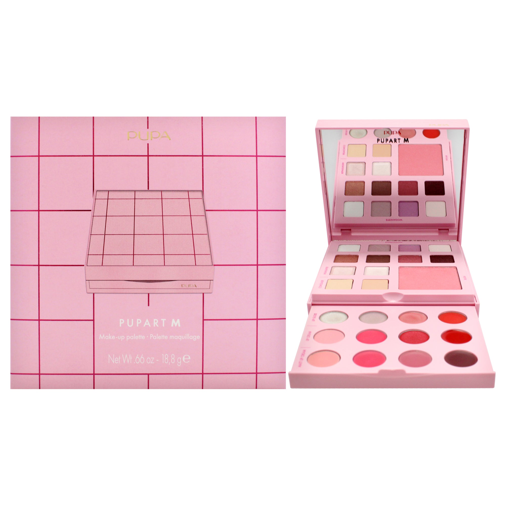 Pupart M Make-Up Palette - 002 Pink by Pupa Milano for Women - 0.66 oz Makeup