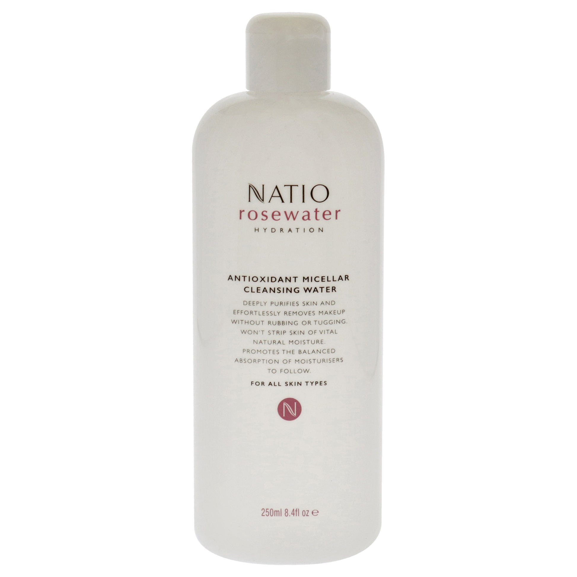 Rosewater Antioxidant Micellar Cleansing Water by Natio for Women - 8.4 oz Cleanser