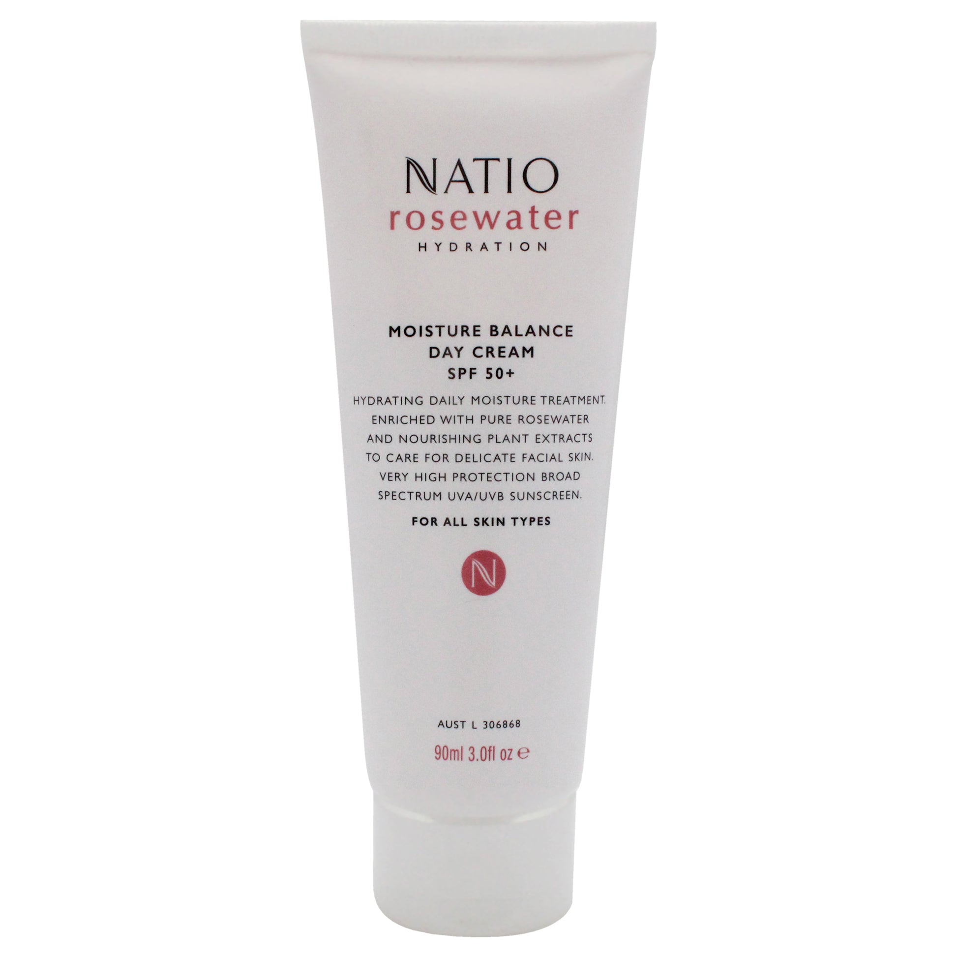 Rosewater Hydration Moisture Balance Day Cream SPF 50 Plus by Natio for Women - 3 oz Cream