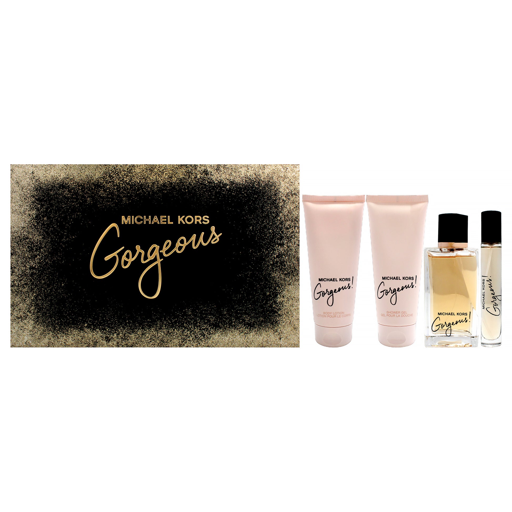 Gorgeous by Michael Kors for Women - 4 Pc Gift Set 3.4oz EDP Spray, 0.3oz EDP Spray, 3.4oz Body Lotion, 3.4oz Shower Gel