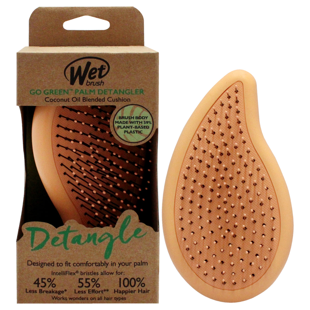 Go Green Palm Detangler - Orange by Wet Brush for Unisex - 1 Pc Brush