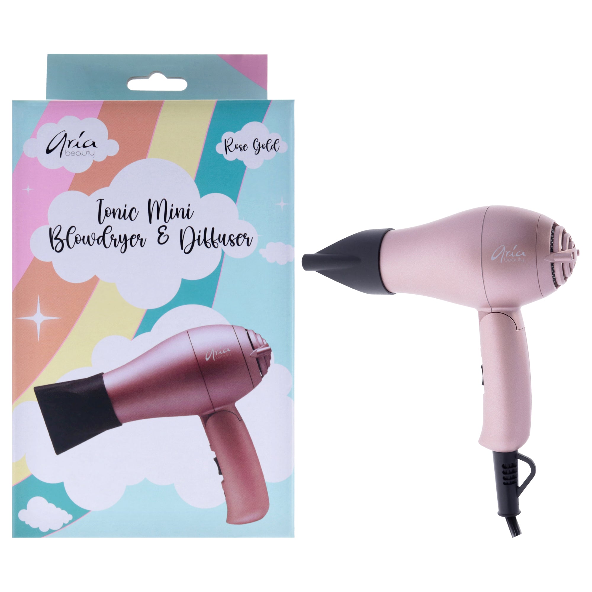 Tonic Mini Blowdryer and Diffuser - Rose Gold by Aria Beauty for Women - 1 Pc Hair Dryer