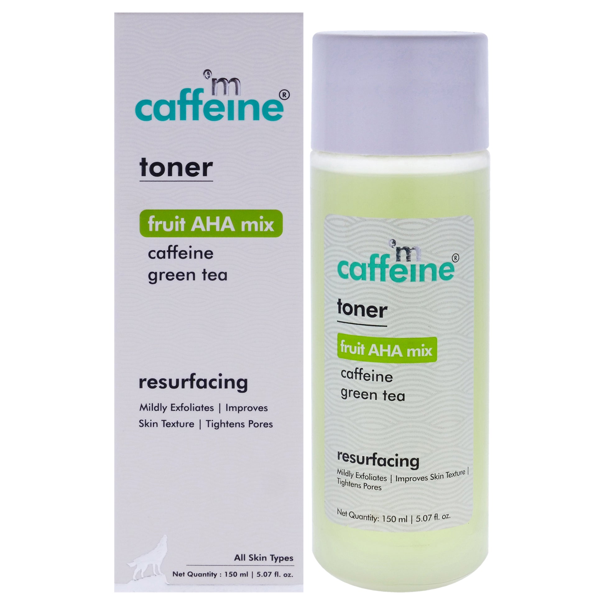 Fruit AHA Mix and Caffeine Green Tea Resurfacing Toner - All Skin Types by mCaffeine for Unisex - 5.07 oz Toner