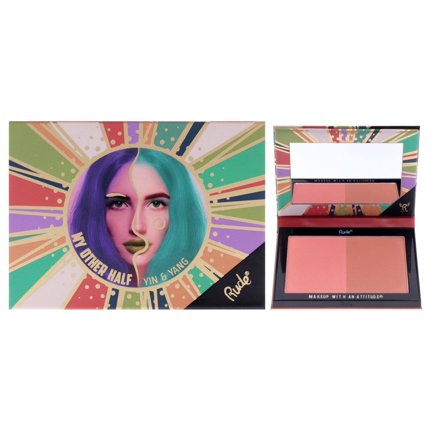 My Other Half Duo Shade Face Palette - Yin and Yang by Rude Cosmetics for Women - 0.4 oz Makeup