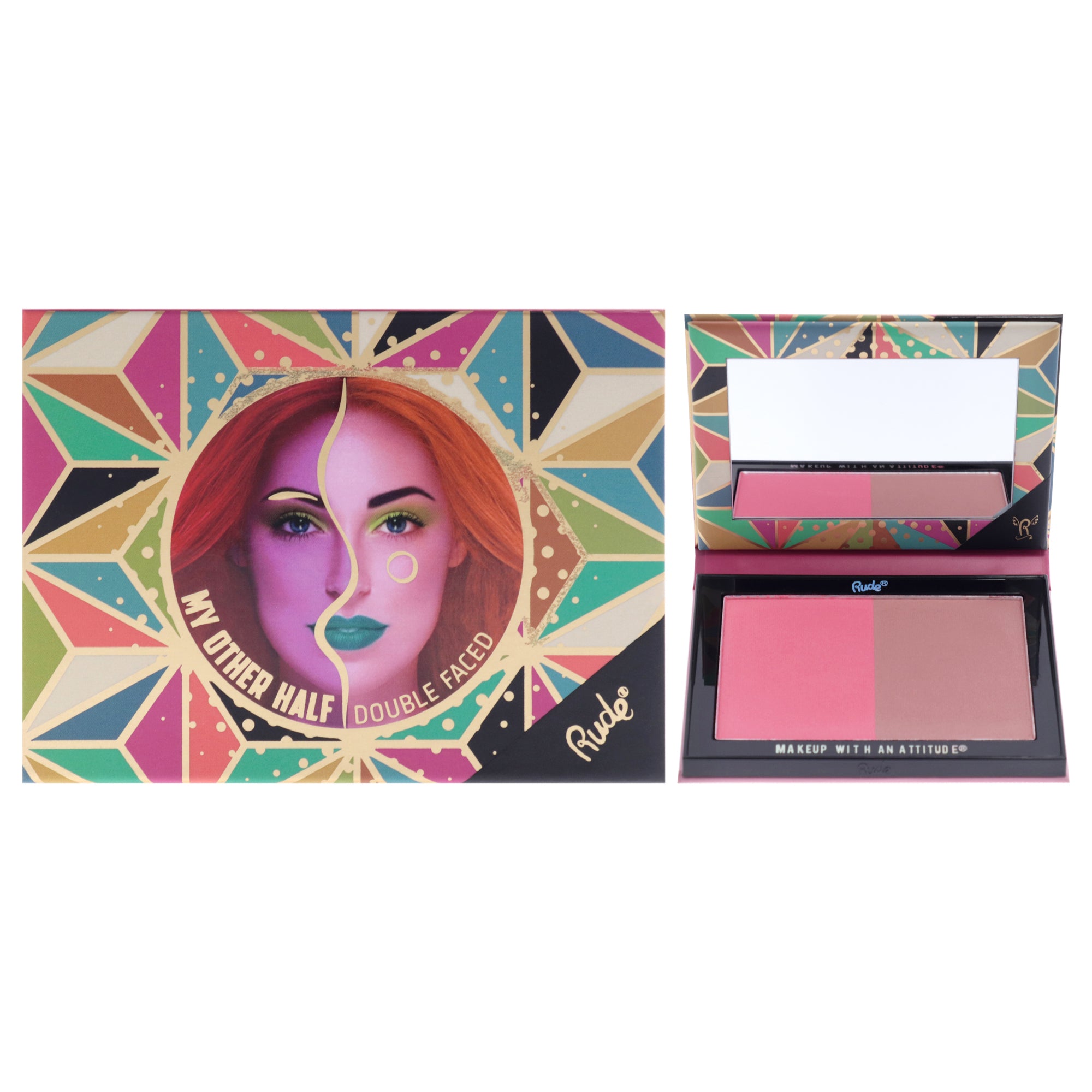 My Other Half Duo Shade Face Palette - Double Faced by Rude Cosmetics for Women - 0.4 oz Makeup