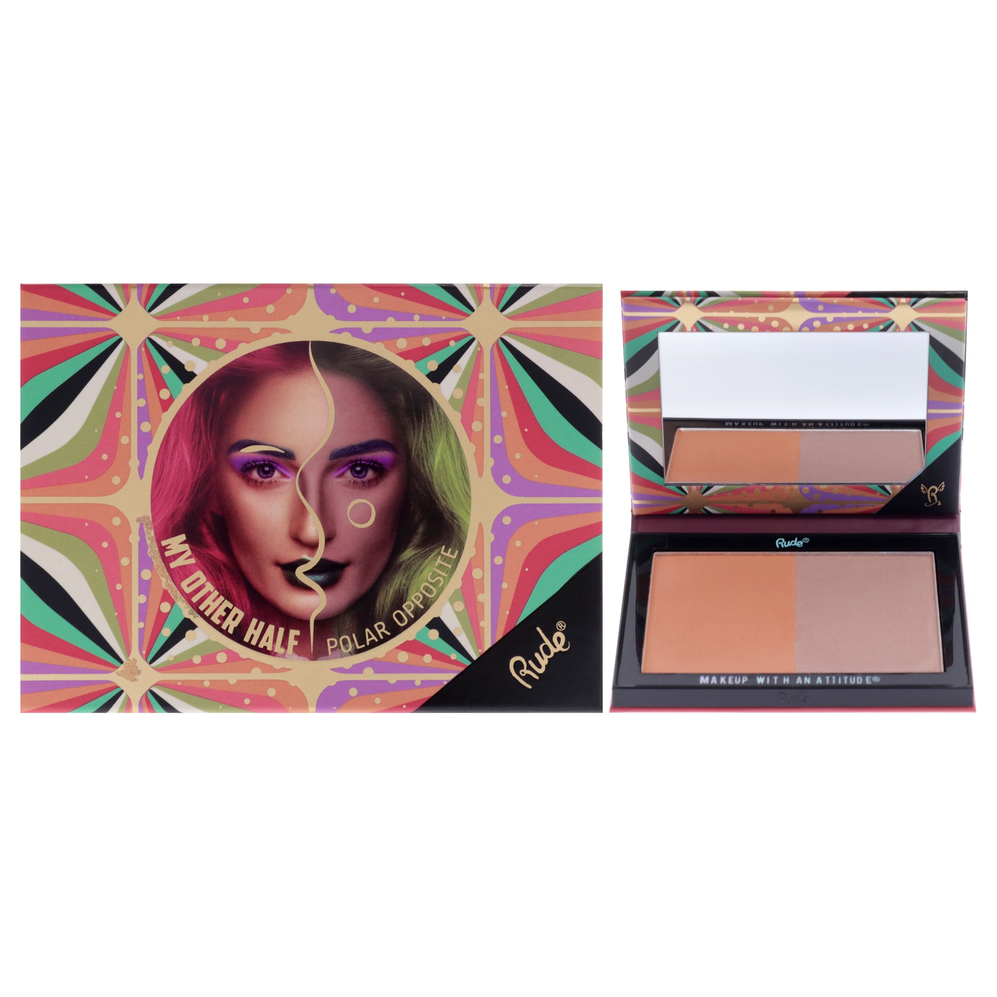 My Other Half Duo Shade Face Palette - Polar Opposite by Rude Cosmetics for Women - 0.4 oz Makeup