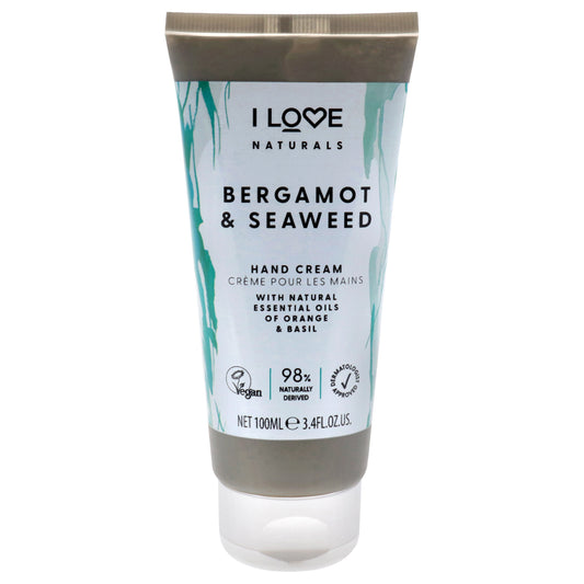 Naturals Hand Cream - Bergamot and Seaweed by I Love Cosmetics for Women - 3.4 oz Cream