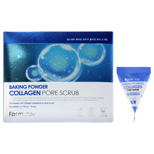 Baking Powder Collagen Pore Scrub by FarmStay for Women - 25 x 0.24 oz Scrub