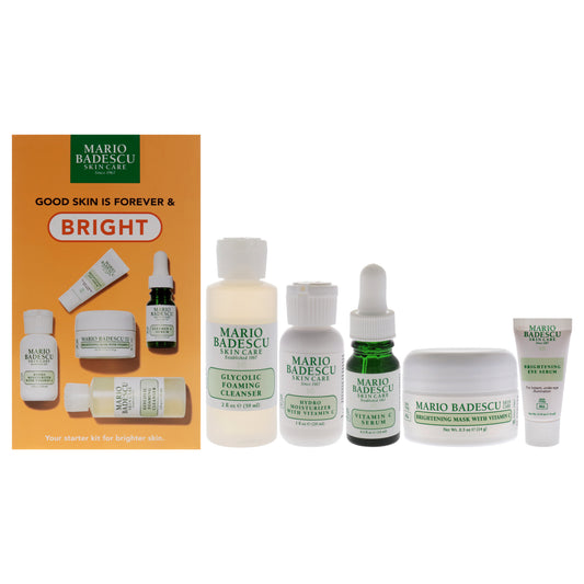Good Skin Is Forever and Bright by Mario Badescu for Women - 5 Pc 2oz Glycolic Foaming Cleanser, 0.3oz Vitamin C Serum, 1oz Hydro Moisturizer With Vitamin C, 0.5oz Brightening Mask With Vitamin C, 0.14oz Brightening Eye Serum