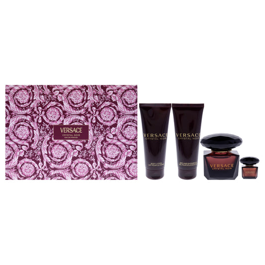 Versace Crystal Noir by Versace for Women - 4 Pc Gift Set 3oz EDP Spray, 0.17oz EDP Spray, 3.4oz Body Lotion, 3.4oz Shower Gel