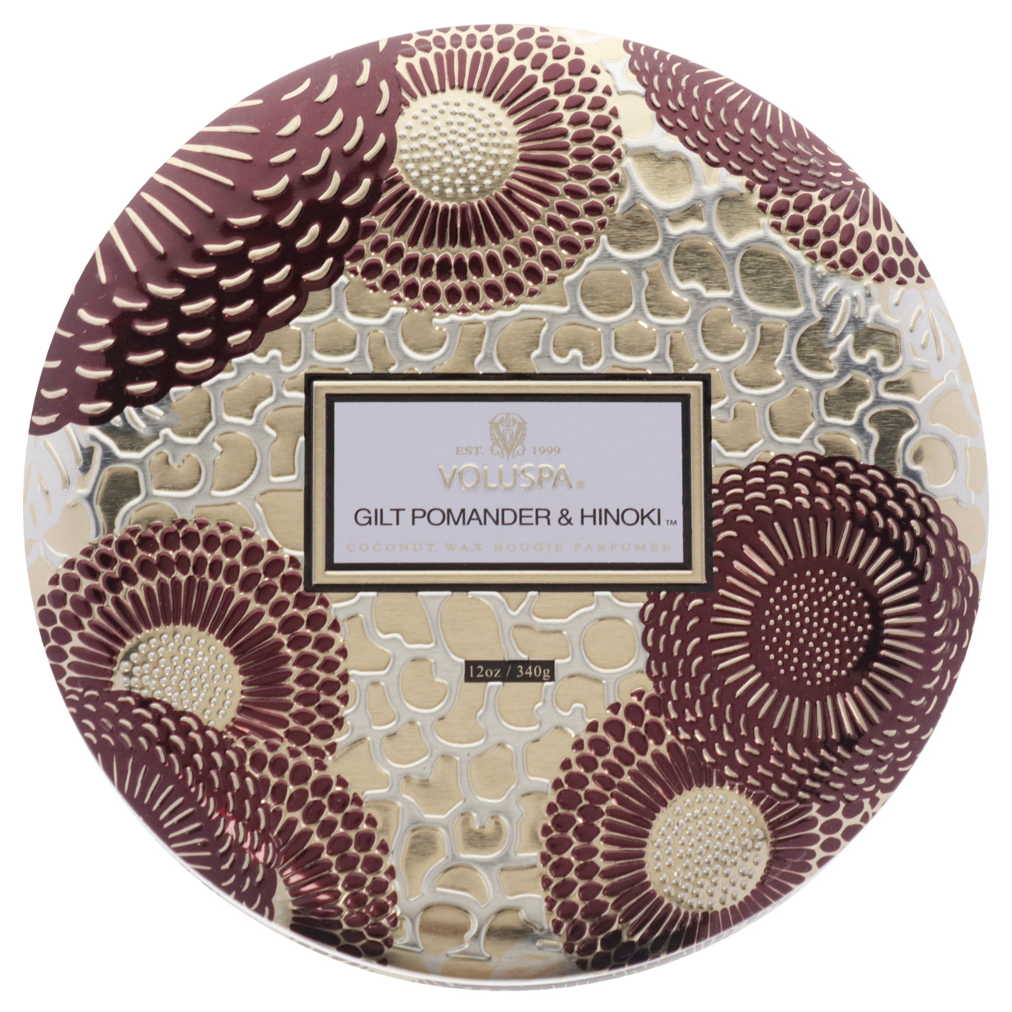 Japonica Collection 3 Wick Tin Candle - Gilt Pomander and Hinoki by Voluspa for Unisex - 12 oz Candle