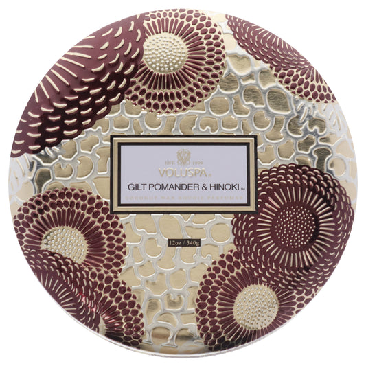Japonica Collection 3 Wick Tin Candle - Gilt Pomander and Hinoki by Voluspa for Unisex - 12 oz Candle