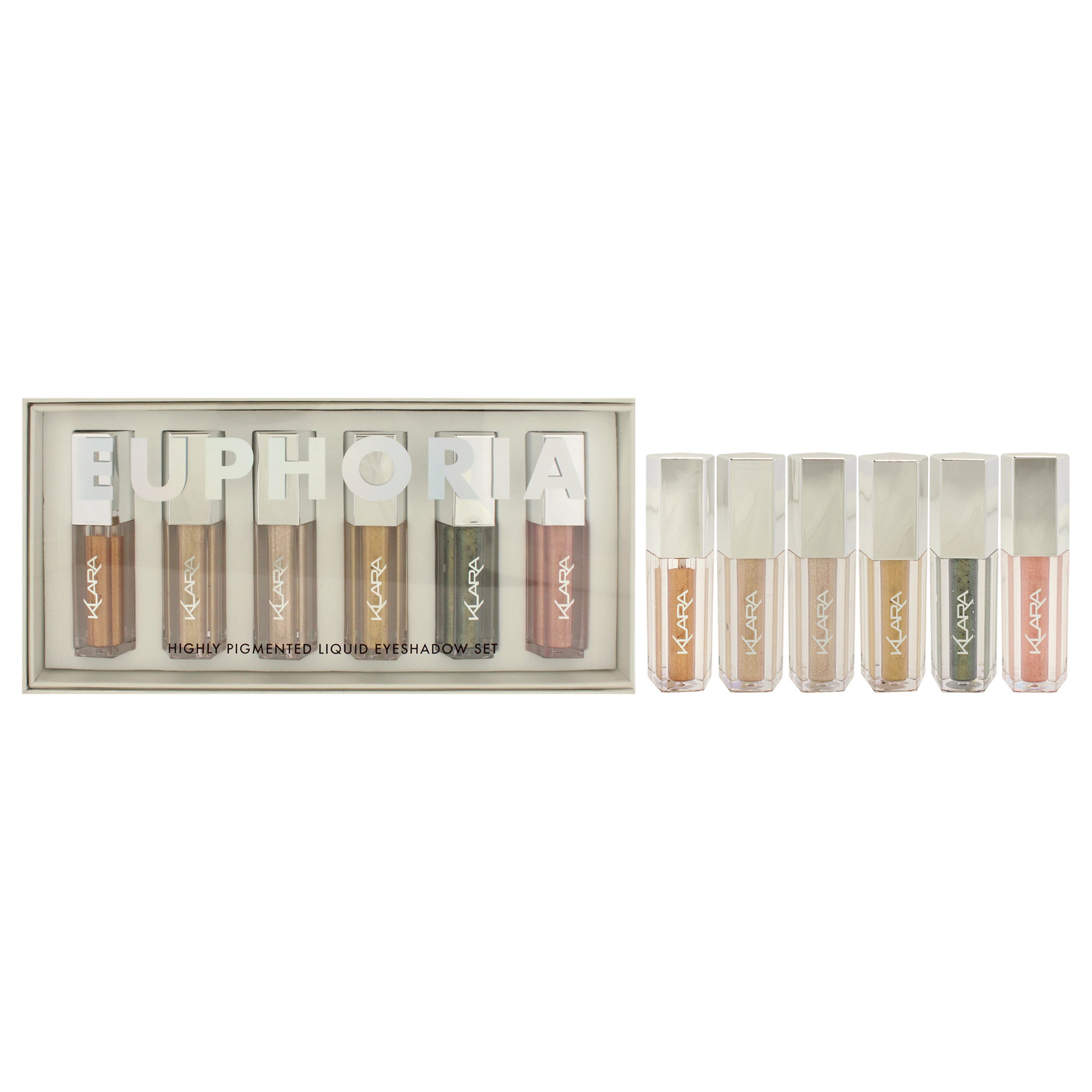 Euphoria Highly Pigmented Liquid Eyeshadow Set by Klara for Women - 6 Pc 0.2oz Euphoria Liquid Eyeshadow - 01 Nate, 0.2oz Euphoria Liquid Eyeshadow - 02 Jules, 0.2oz Euphoria Liquid Eyeshadow - 03 Rue, 0.2oz Euphoria Liquid Eyeshadow - 04 Fezco, 0.2oz Euphoria Liquid Eyeshadow - 05 Maddy, 0.2oz Euphoria Liquid Eyeshadow - 06 Cassie