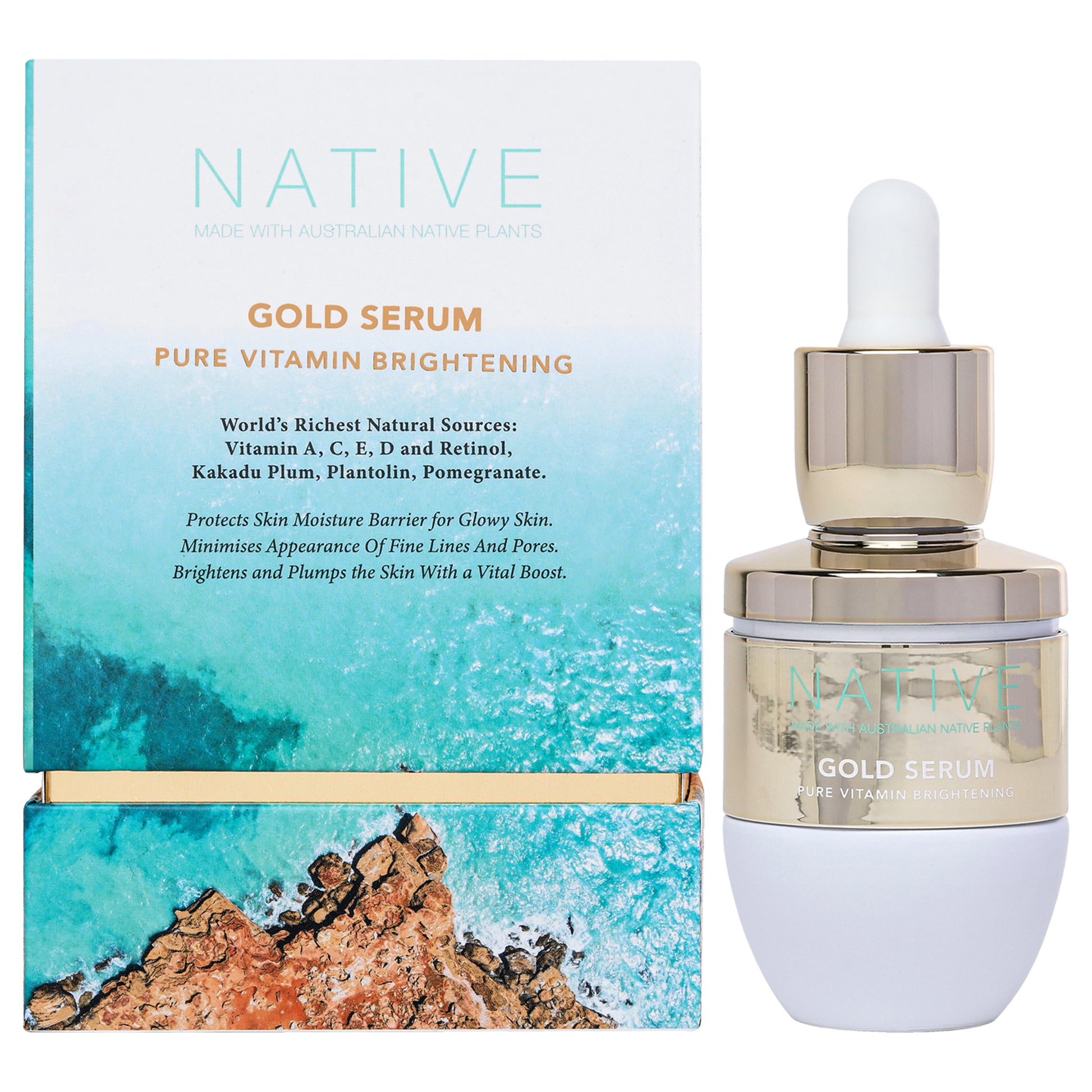 Native Gold Pure Vitamin Brightening Serum by Klara for Women - 1.01 oz Serum