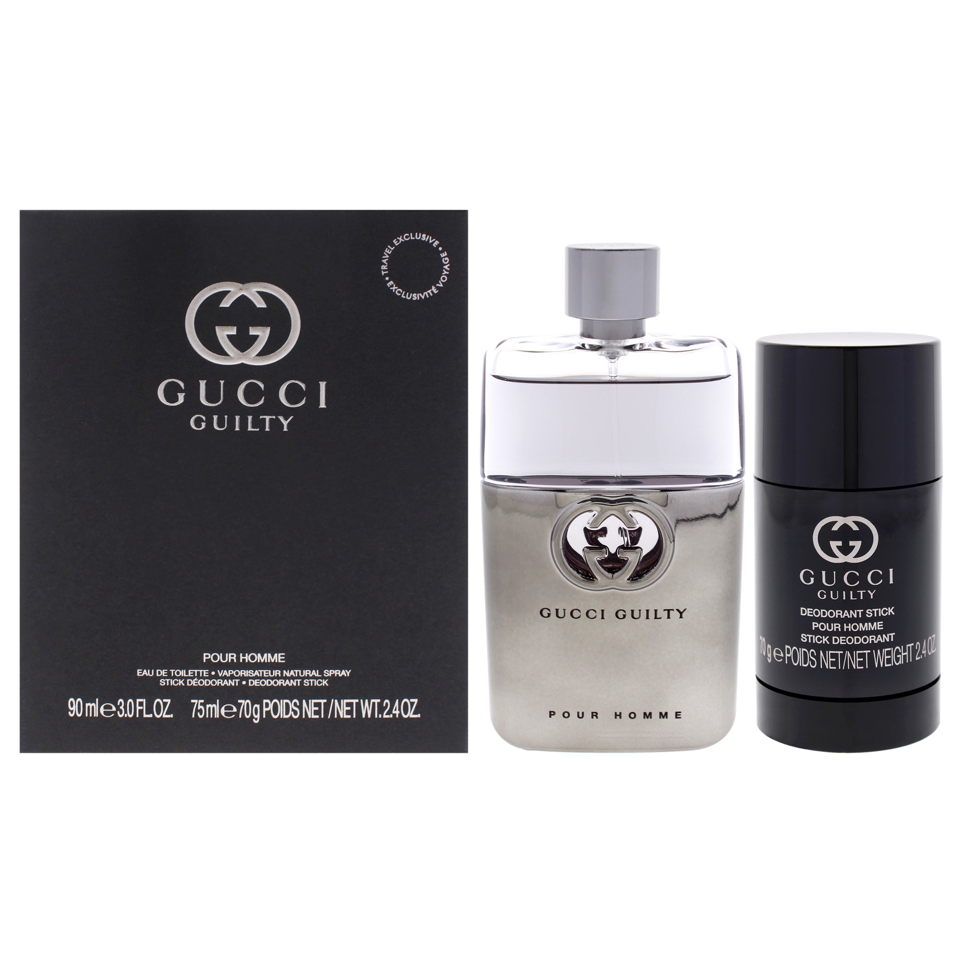 Gucci Guilty by Gucci for Men - 2 Pc Gift Set 3oz EDT Spray, 2.4oz Deodorant Stick
