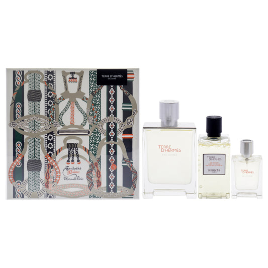 Terre DHermes Eau Givree by Hermes for Men - 3 Pc Gift Set 3.3oz EDP Spray, 0.41oz EDP Spray, 2.7oz Shower Gel