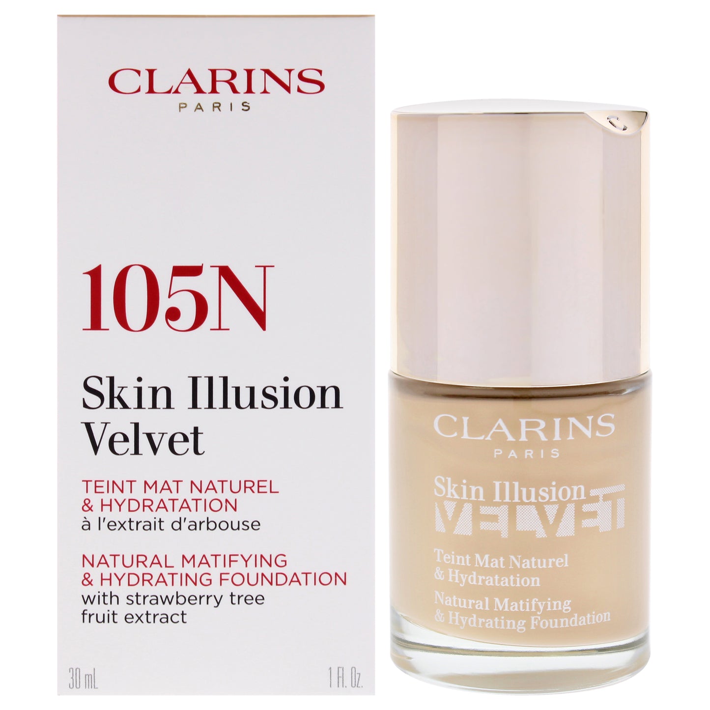 Skin Illusion Velvet Foundation - 105N Nude by Clarins for Women - 1 oz Foundation