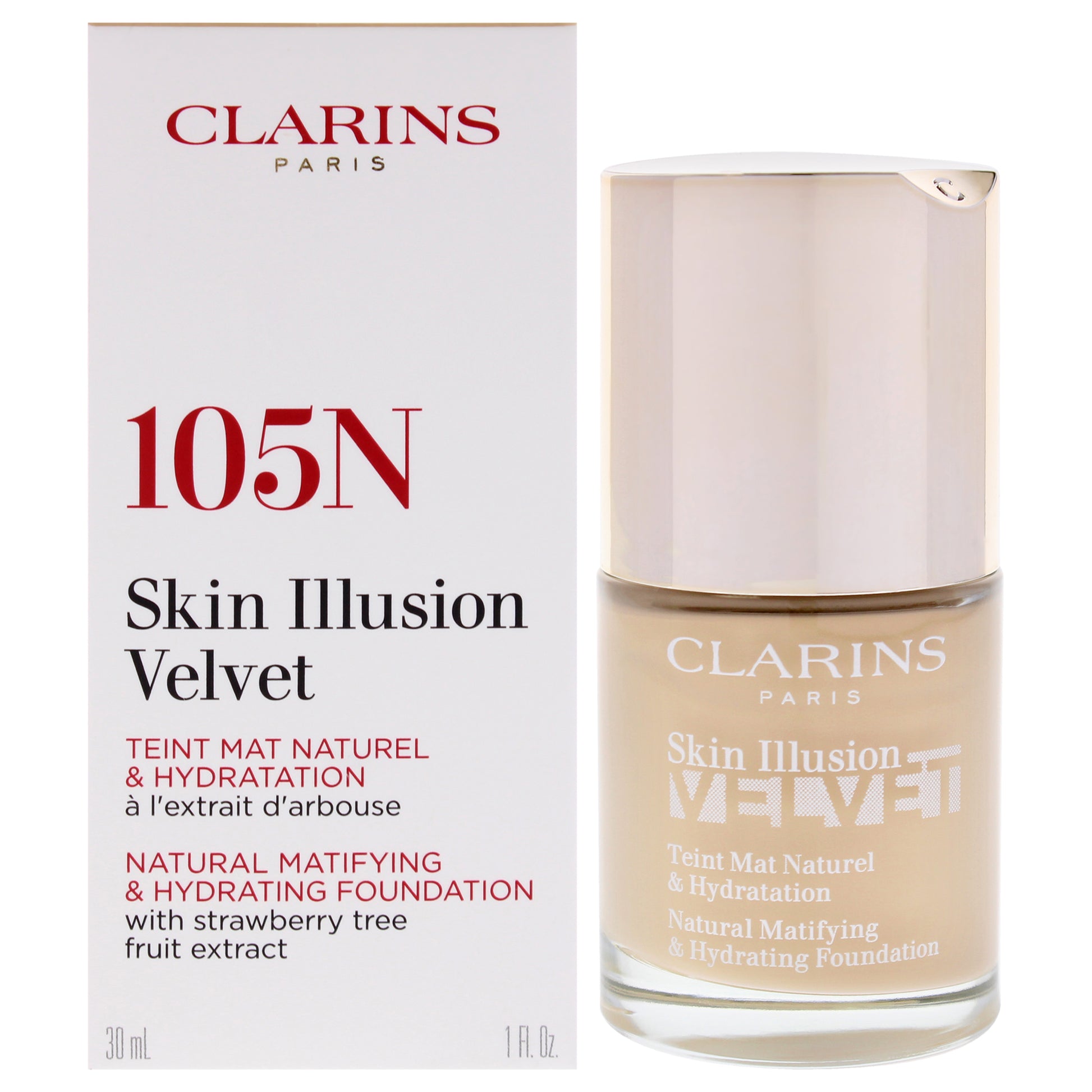 Skin Illusion Velvet Foundation - 105N Nude by Clarins for Women - 1 oz Foundation