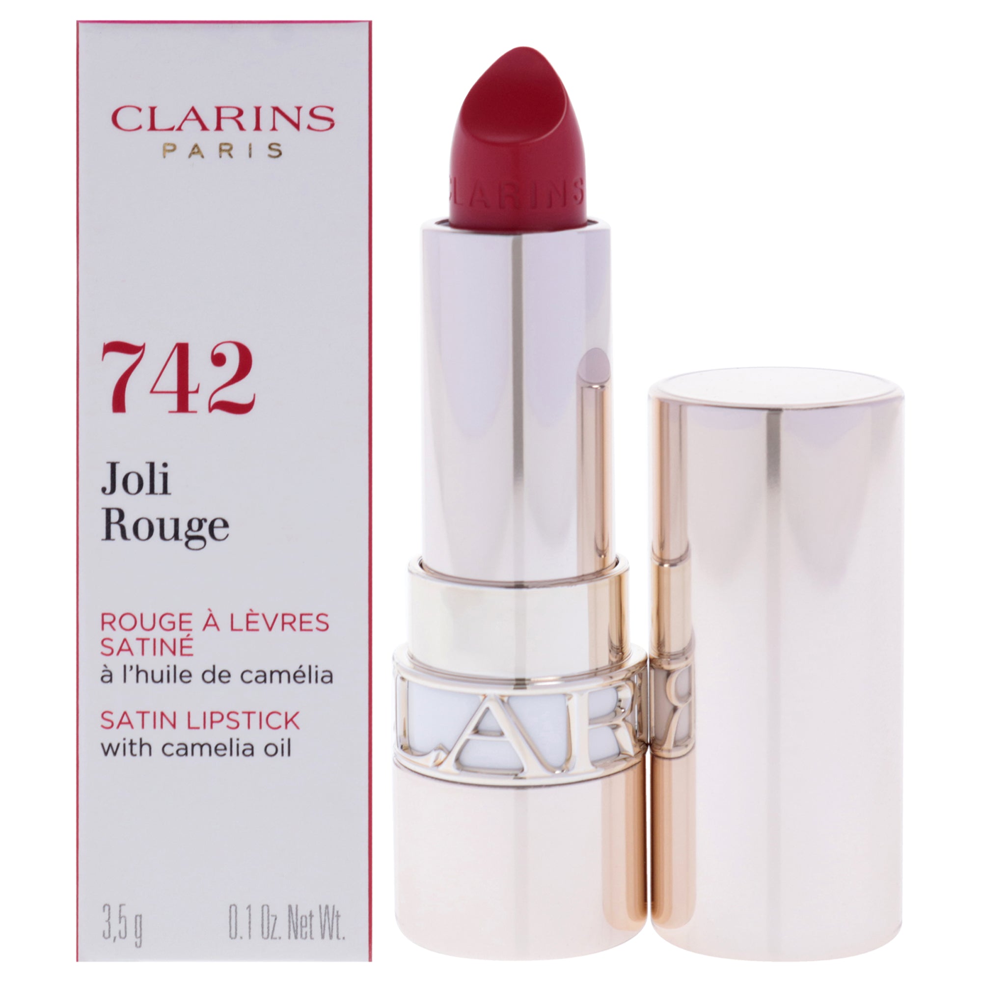 Joli Rouge Satin Lipstick - 742 Joli Rouge by Clarins for Women - 0.1 oz Lipstick