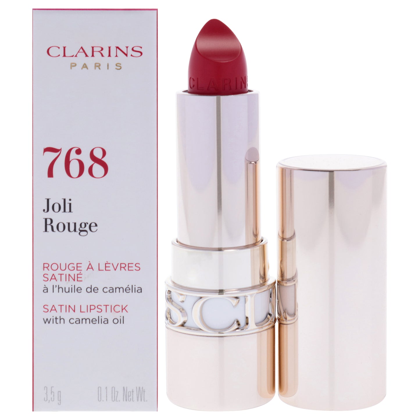 Joli Rouge Satin Lipstick - 768 Strawberry by Clarins for Women - 0.1 oz Lipstick