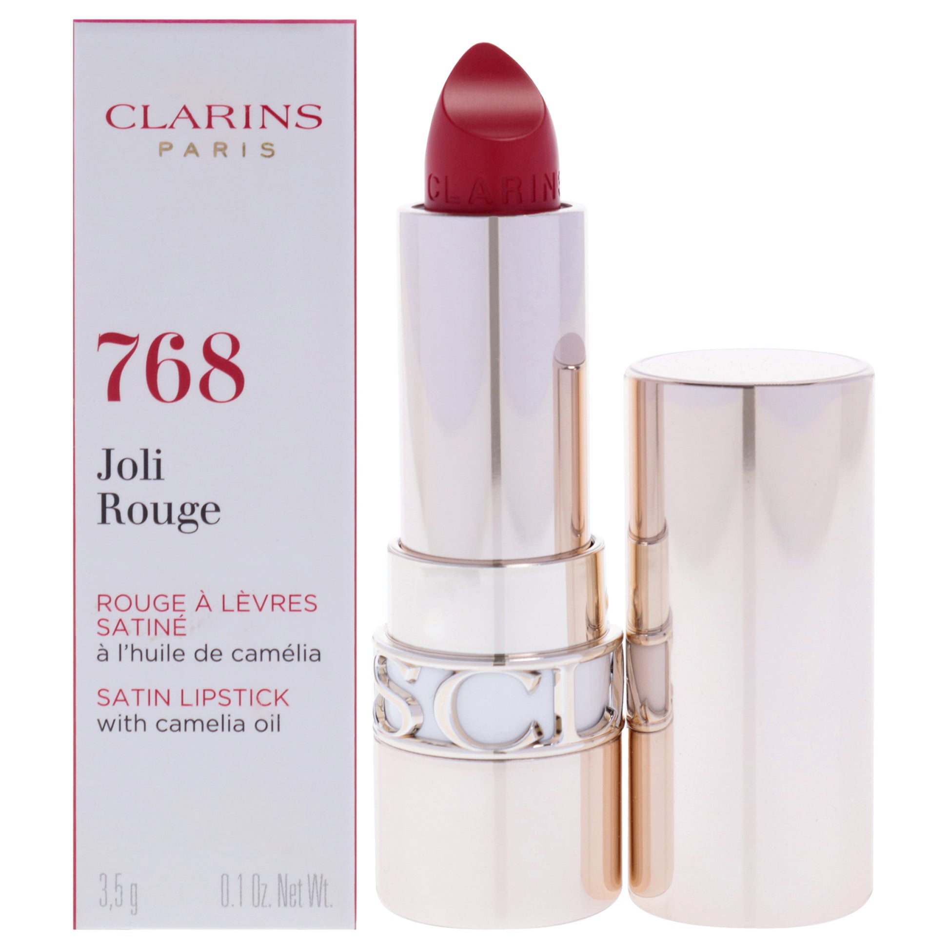 Joli Rouge Satin Lipstick - 768 Strawberry by Clarins for Women - 0.1 oz Lipstick