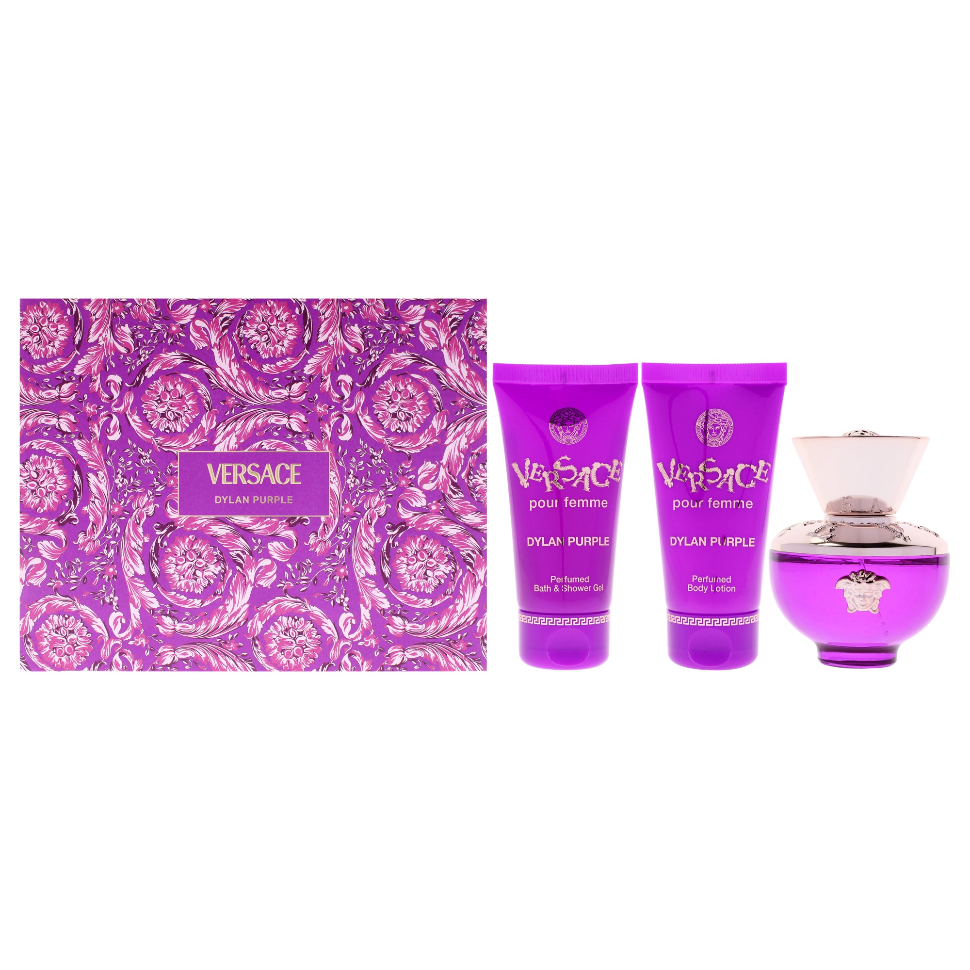 Versace Dylan Purple by Versace for Women - 3 Pc Gift Set 1.7oz EDP Spray, 1.7oz Body Lotion, 1.7oz Shower Gel