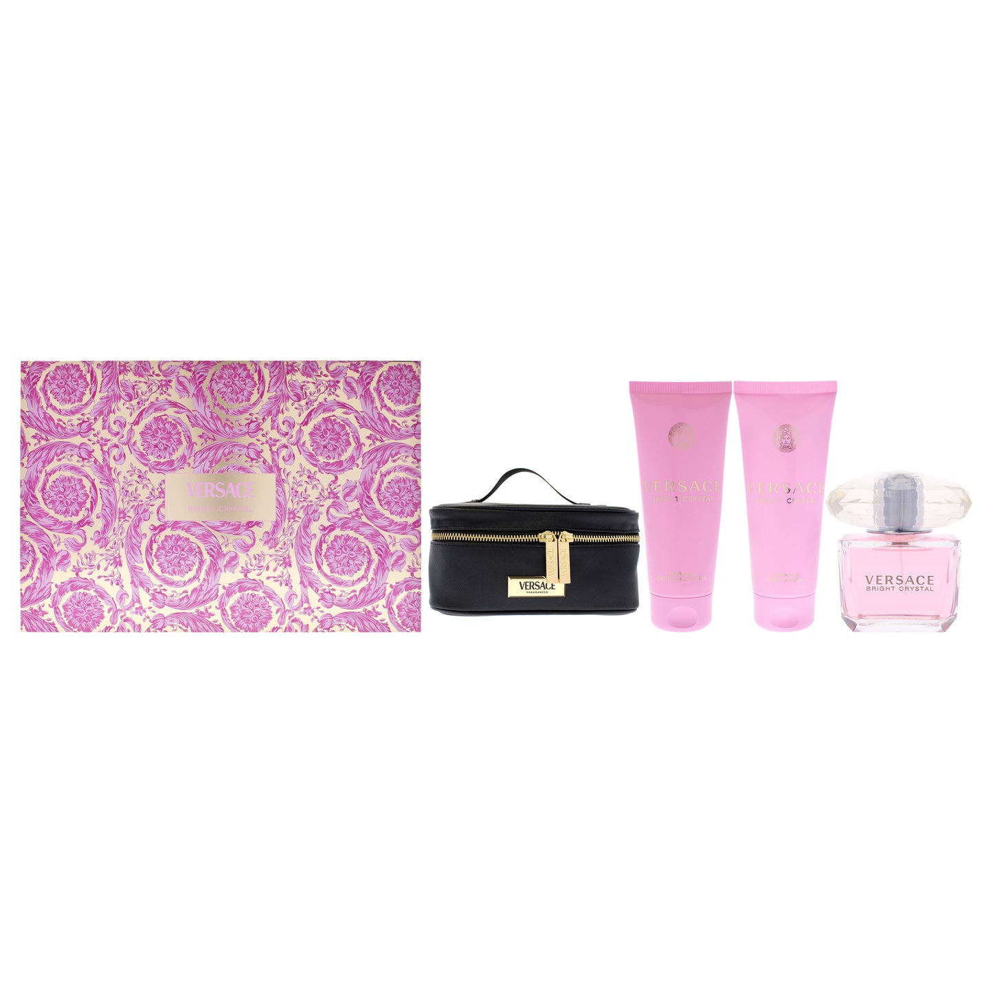 Versace Bright Crystal by Versace for Women - 4 Pc Gift Set 3oz EDT Spray, 3.4oz Body Lotion, 3.4oz Shower Gel, Beauty Case