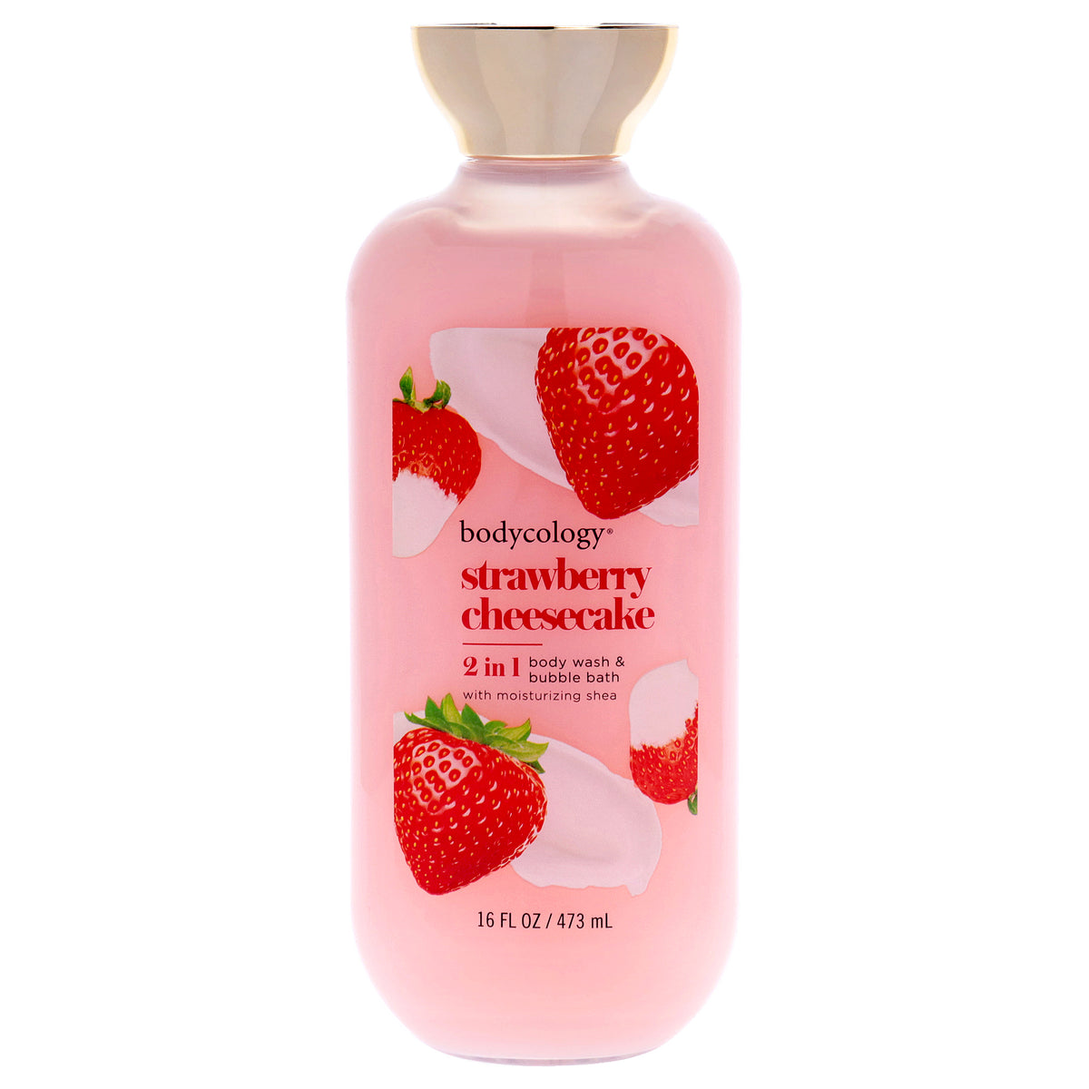 2 in 1 Body Wash and Bubble Bath - Strawberry Cheesecake by Bodycology for Women - 16 oz Body Wash
