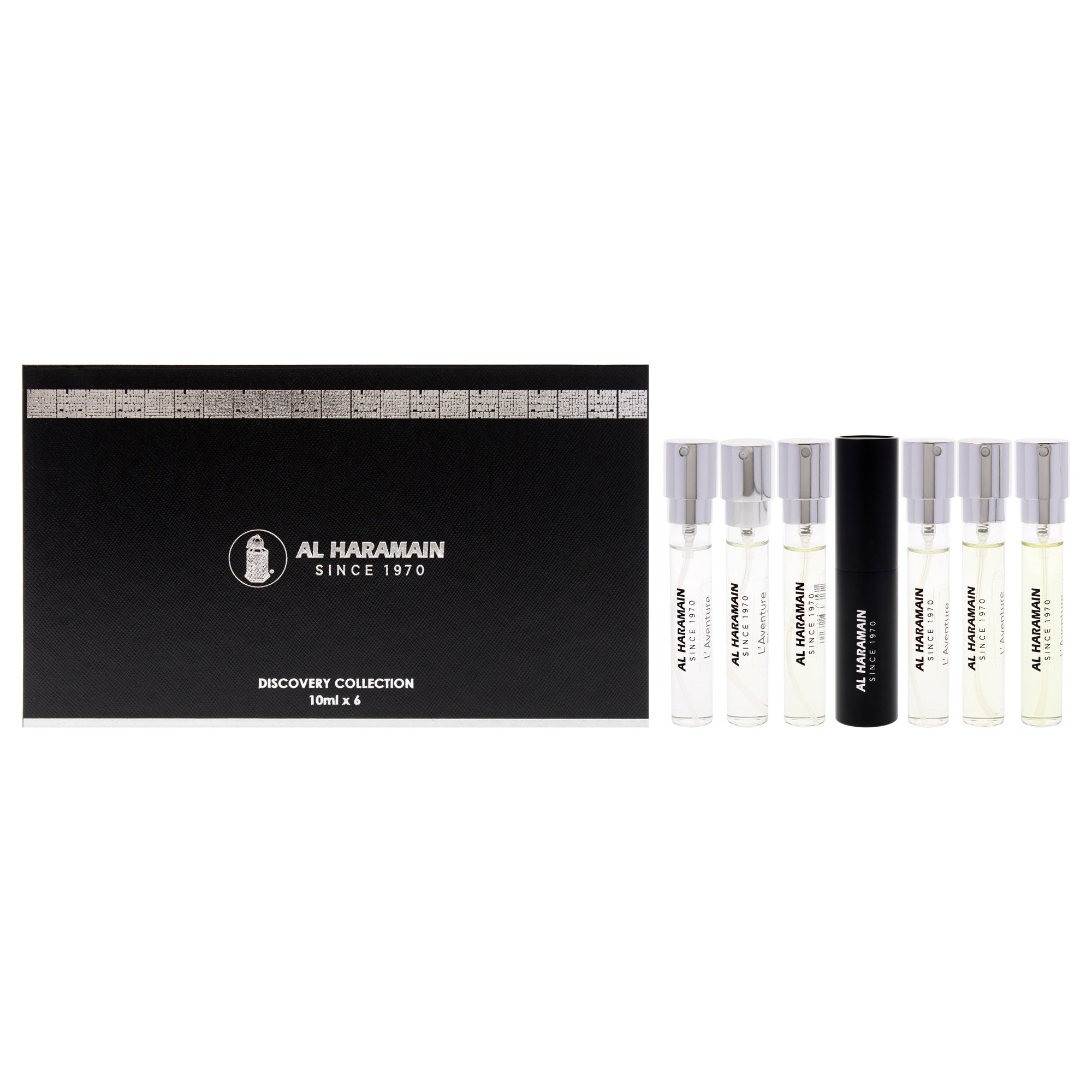 Discovery Collection - Laventure by Al Haramain for Unisex - 6 Pc Mini Gift Set 0.33oz LAventure EDP Spray (Mini), 0.33oz LAventure - Femme EDP Spray (Mini), 0.33oz LAventure - Knight EDP Spray (Mini), 0.33oz LAventure - Gold EDP Spray (Mini), 0.33oz LAventure - Rose EDP Spray (Mini), 0.33oz LAventure - Blanche EDP Spray (Mini), Perfume Atomiser