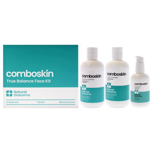Combination True Balance Face Kit by Natural Outcome for Women - 3 Pc 8oz Combination True Balance Cleanser, 8oz Combination True Balance Toner, 4oz Combination True Balance Moisturizer