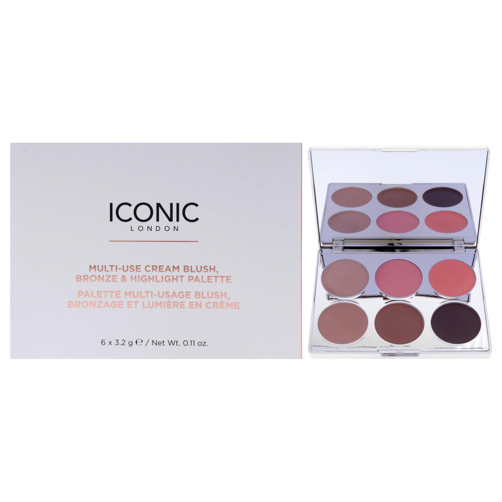 Multi-Use Cream Blush, Bronze and Highlight Palette by Iconic London for Women - 0.11 oz Makeup