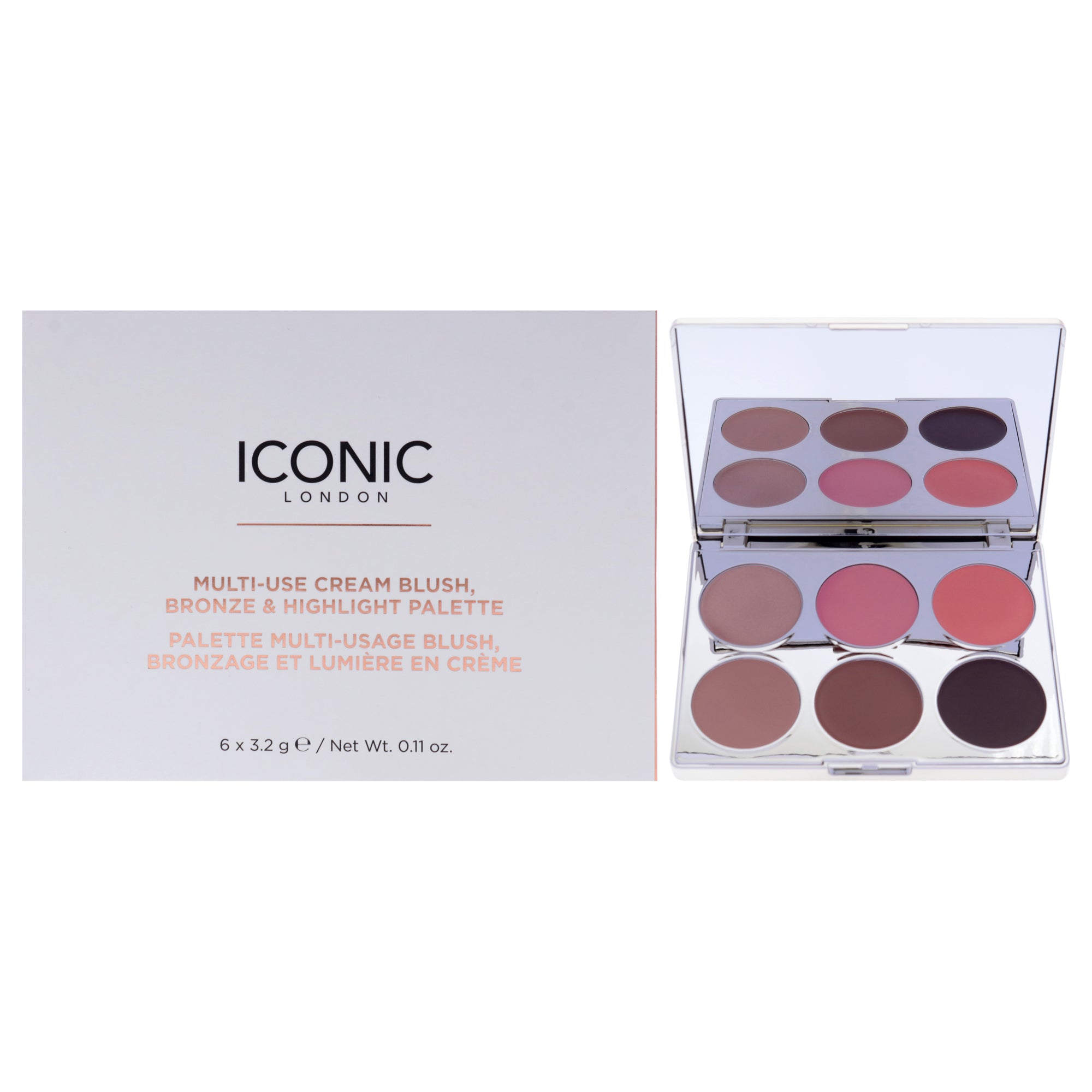 Multi-Use Cream Blush, Bronze and Highlight Palette by Iconic London for Women - 0.11 oz Makeup