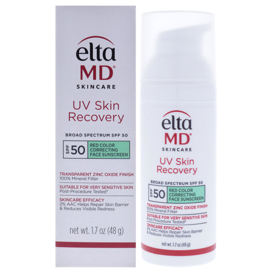 UV Skin Recovery Red Color Correcting Green Tint Face Sunscreen SPF 50 by EltaMD for Unisex - 1.7 oz Sunscreen