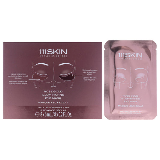 Rose Gold Illuminating Eye Mask by 111Skin for Unisex - 8 Pair Mask