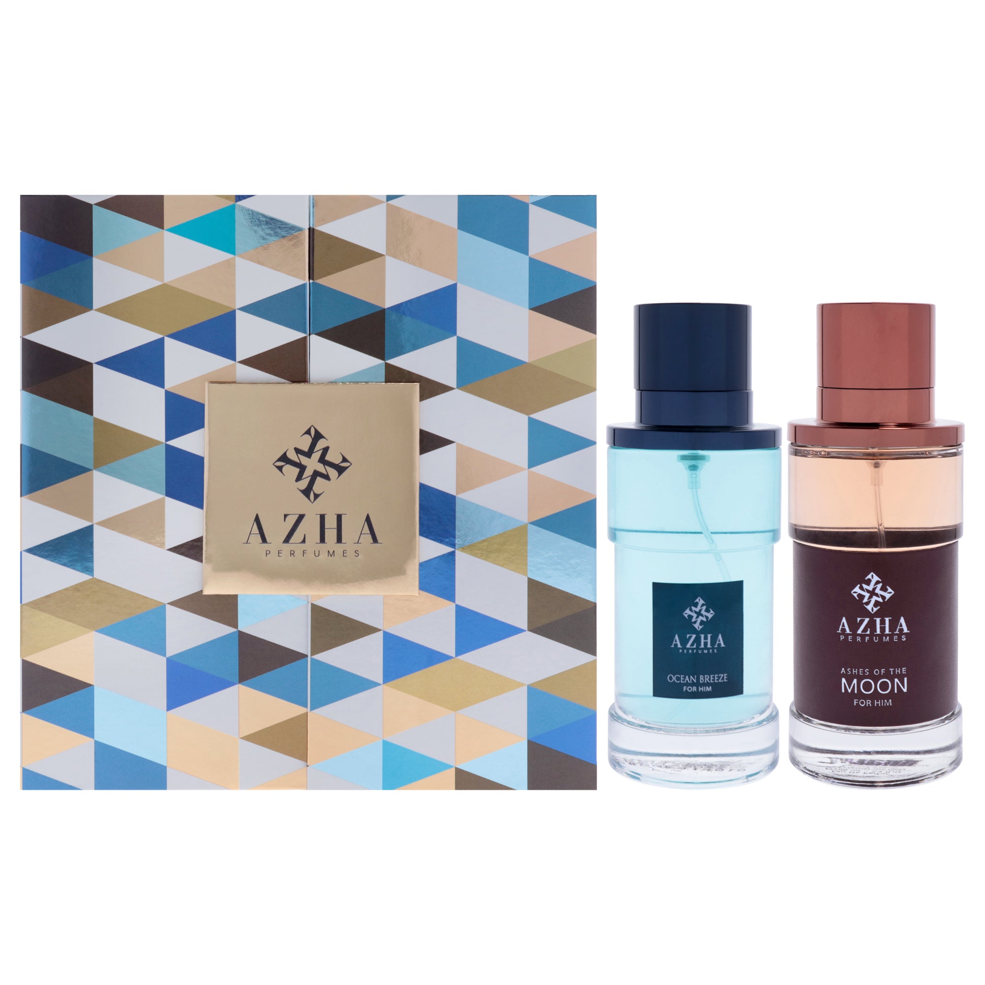 Azha Perfume by Azha for Men - 2 Pc Gift Set 3.3oz Ashes of Moon EDP Spray, 3.3oz Ocean Breeze EDP Spray