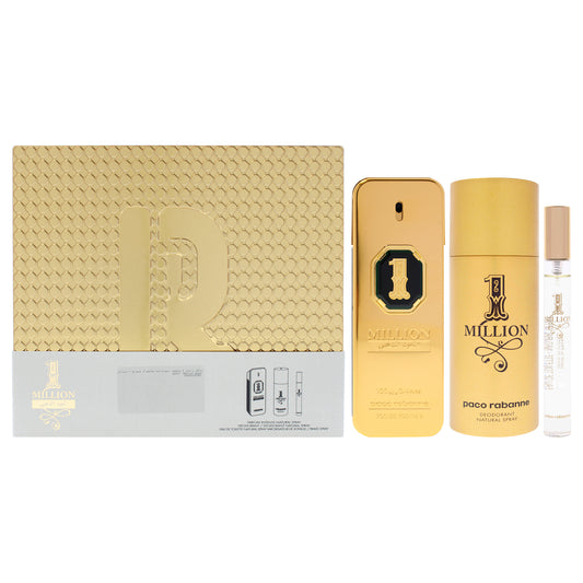 1 Million Golden Intense by Paco Rabanne for Men - 3 Pc Gift Set 3.4oz Parfum Spray, 0.34oz EDT Spray (Mini), 5.1oz Deodorant Spray