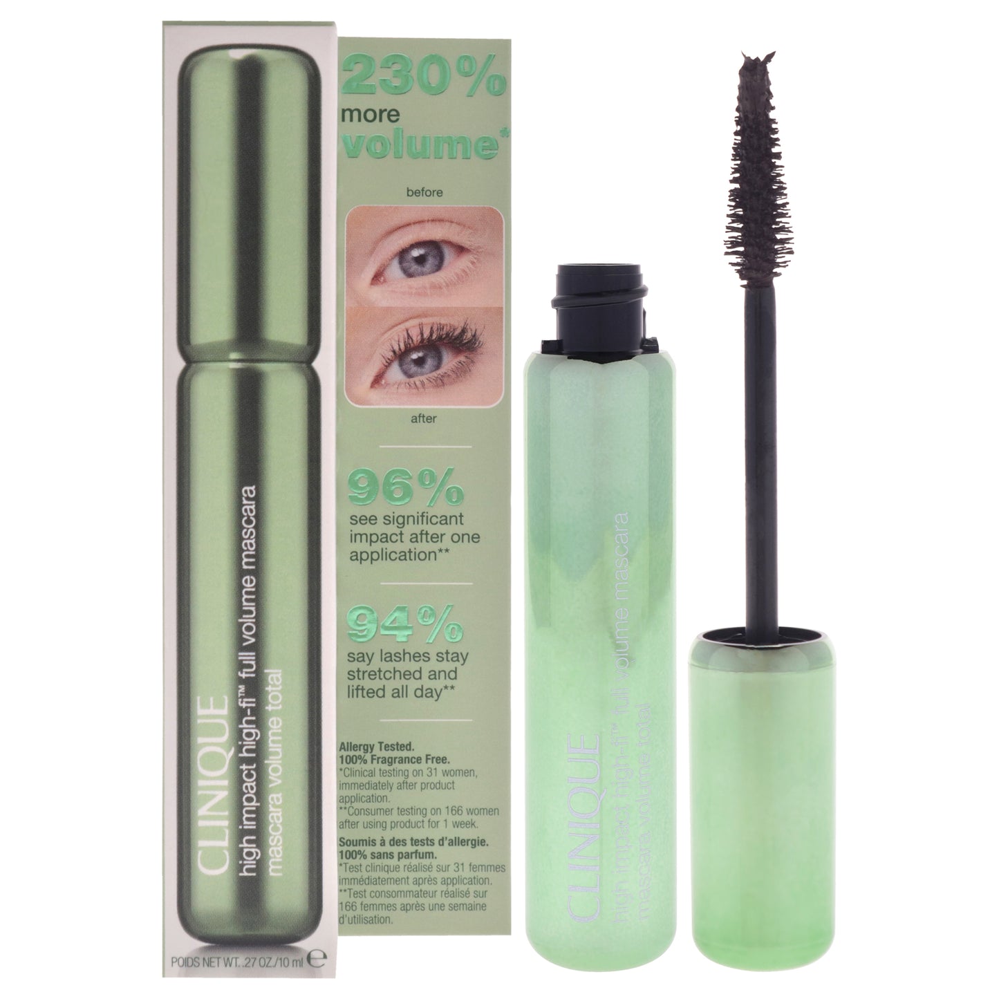 High Impact High-Fi Full Volume Mascara - 02 Intense Black - Brown by Clinique for Women - 0.27 oz Mascara