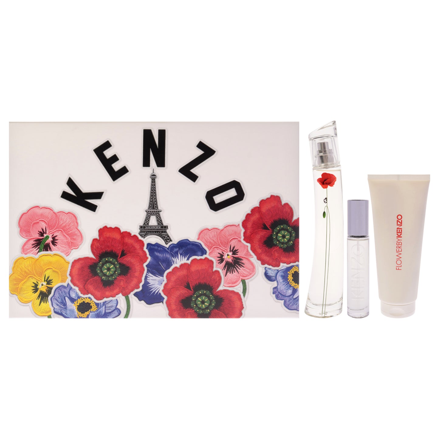 Flower La Recolte Parisienne by Kenzo for Women - 3 Pc Gift Set 2.5oz EDP Spray, 0.33oz EDP Spray (Mini), 2.5oz Body Milk