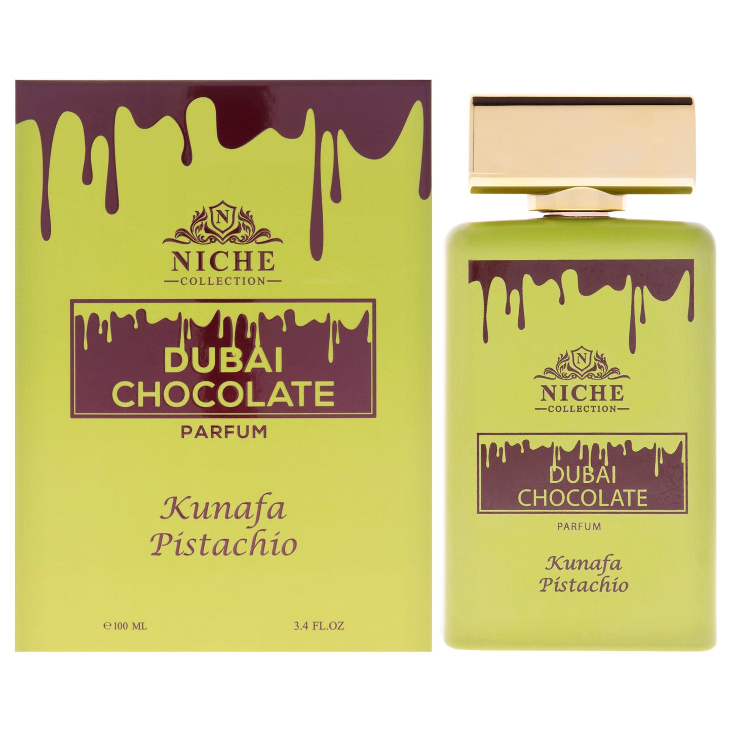 Niche Collection - Dubai Chocolate Kunafa Pistachio by Khalis for Unisex - 3.4 oz Parfum Spray